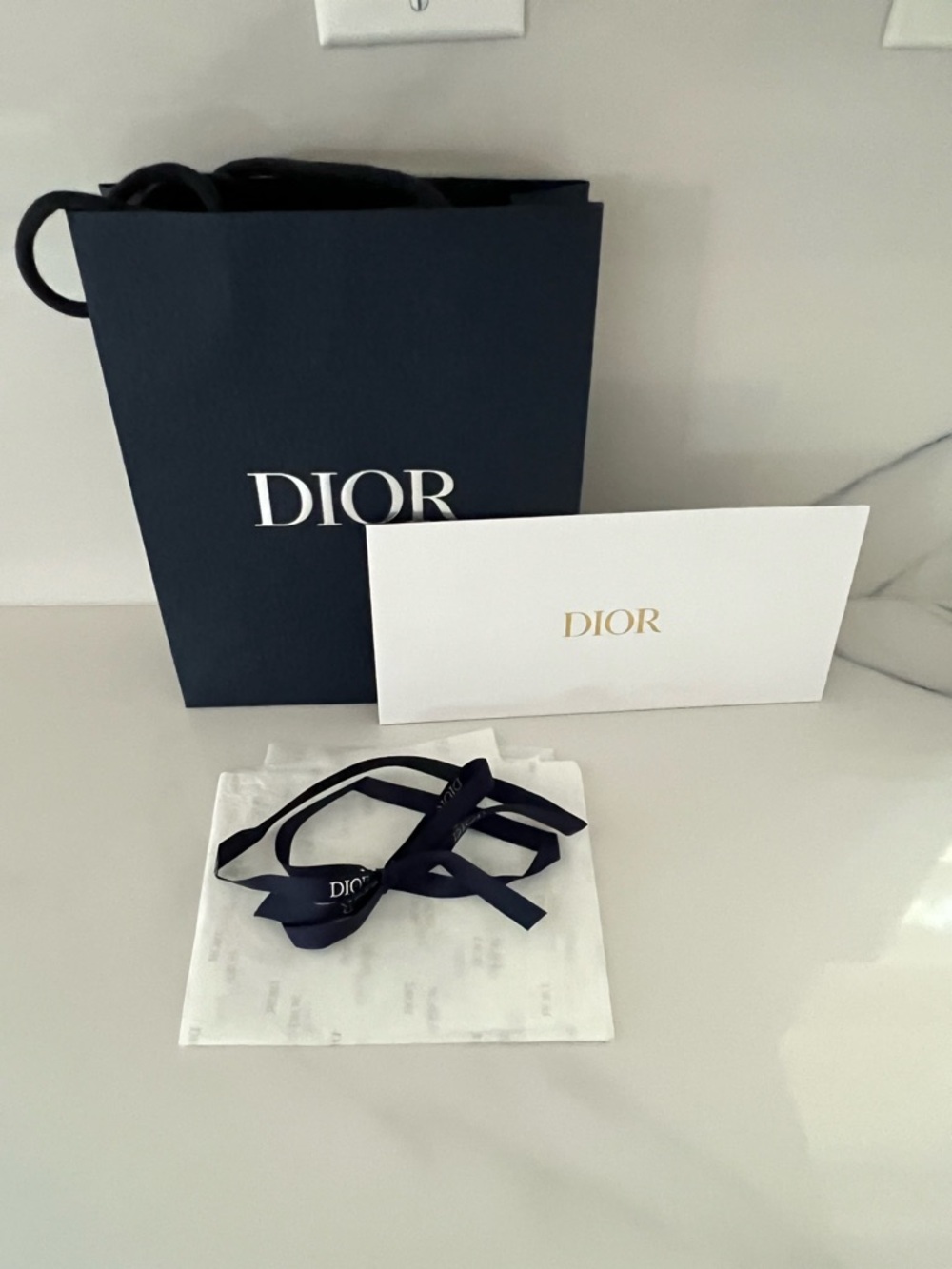 Dior small paper shopping bag with tissue paper envelope, & ribbon